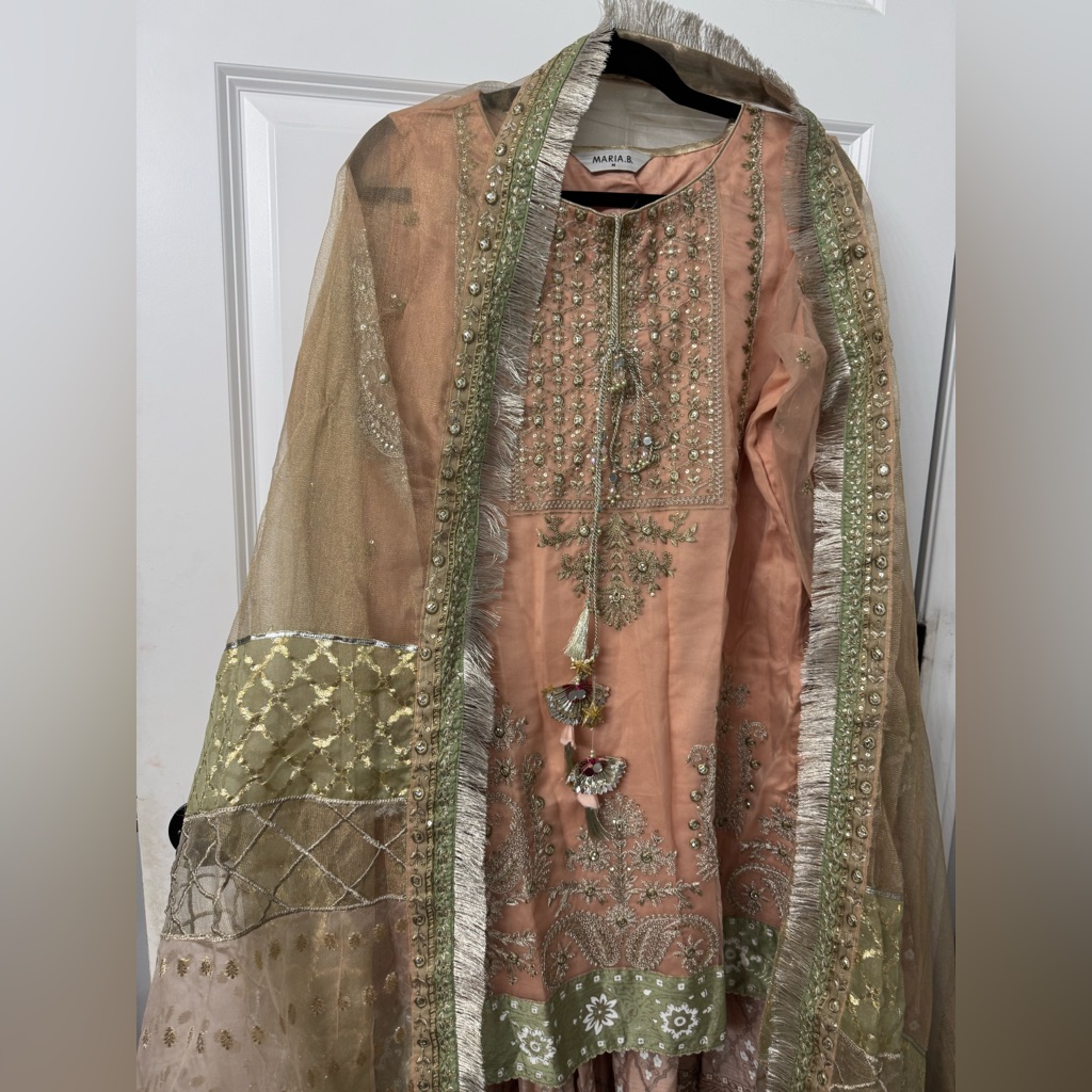 Sahara Peach And Gold Embroidered Set
